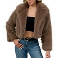 thumbnail image 1 of qucoqpe Winter Cardigan Coats for Women 2025 Winter Fashion Solid Lapel Collar Warm Long Sleeve Furry Open Front Outwears, 1 of 5