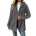 thumbnail image 1 of qucoqpe Winter Clothing for Women Plus Size Winter Fuzzy Fleece Coats Trendy Wram Button Down Long Sleeve Hoodie Jacket, 1 of 5