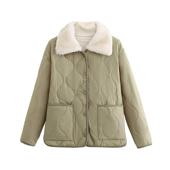 qucoqpe Winter Coats Ladies' Casual Colored Long-sleeved Jacket Without A Hood And Featuring A Lapel