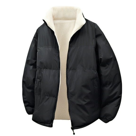 qucoqpe Winter Coats Men Casual Faddish Solid Long Sleeves Zipper Stand Collar Outwear Sports Coat Jacket