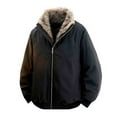 thumbnail image 1 of qucoqpe Winter Coats Men Solid-Color Thick Warm Pocket Zipper Long Sleeve Stand-Up Collar Jacket Parkas, 1 of 5