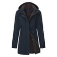 thumbnail image 1 of qucoqpe Winter Coats for Women 2025 Fall Winter Fashion Solid Color Long Sleeve Hooded Jackets Casual Fleece Lined Button Zip Up Outerwear with Zipper Pockets, 1 of 5