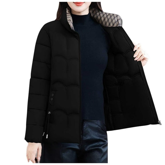qucoqpe Winter Coats Women's Casual Fashion Solid Color Fall/Winter Zipper Long Sleeved Parkas Coat Tops