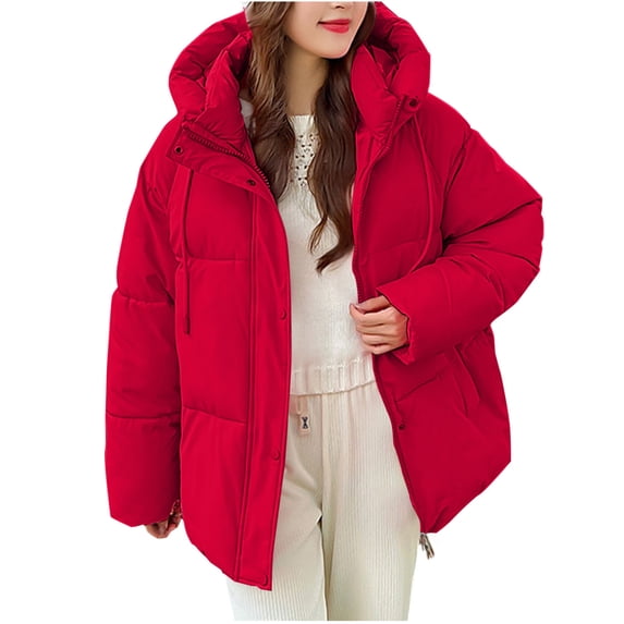 qucoqpe Winter Coats Women's Fashion Solid Color Casual Padded Keep Warm Cold Protection Long Sleeve Parkas