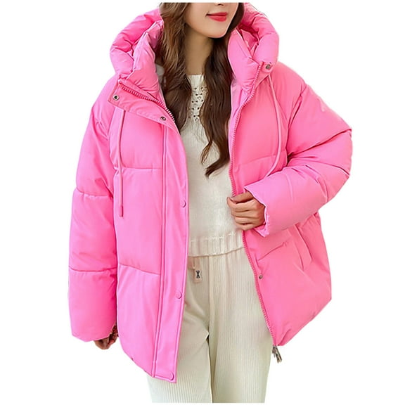 qucoqpe Winter Coats Women's Fashion Solid Color Casual Padded Keep Warm Cold Protection Long Sleeve Parkas
