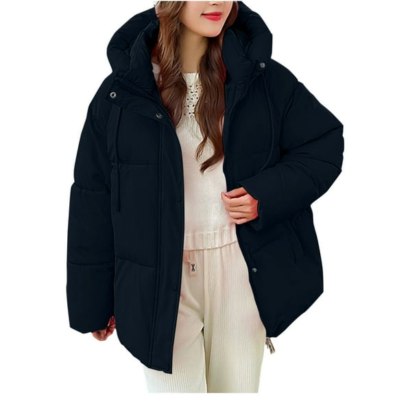 qucoqpe Winter Coats Women's Fashion Solid Color Casual Padded Keep Warm Cold Protection Long Sleeve Parkas
