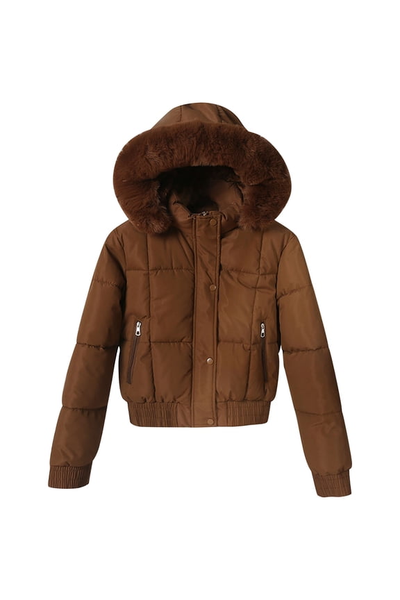 Winter Coats Women's Solid Color Long Sleeved Jacket With Large Collar And Waist Cinching Short