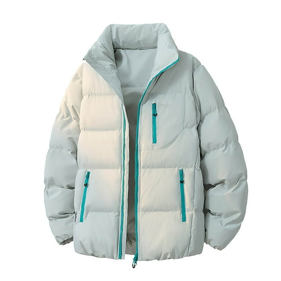 qucoqpe Winter Coats for Men 2025 Fashion Casual Solid Color Long Sleeve Jackets Full Zip Up Puffer Parkas with Zipper Pockets