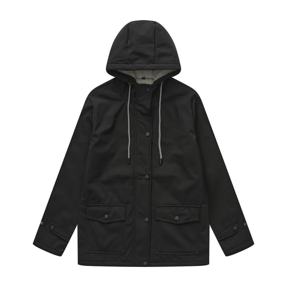 qucoqpe Winter Coats for Women 2025 Causal Solid Adjustable Drawstring Furry Hooded Outerwears Snap Button & Zip Up Long Sleeve Coats with Pockets