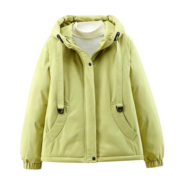 qucoqpe Winter Coats for Women 2025 Fashion Causal Solid Coats Outerwear Fleece Lined Pocketed Comfy Hooded Coats with Adjustable Hat Strap