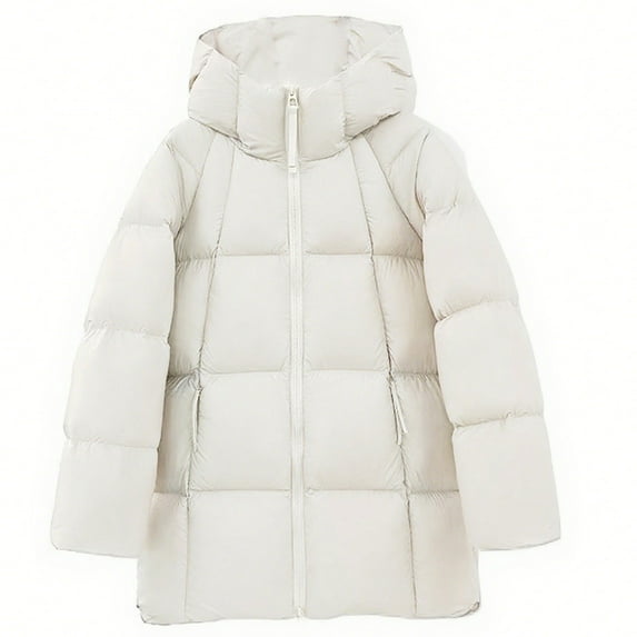 qucoqpe Winter Coats for Women 2025 Fashion Causal Solid Color Stand Collar Down Jackets Zip Up Parkas with Zip Pockets