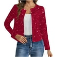 thumbnail image 1 of qucoqpe Winter Coats for Women 2025 Fashion Solid Long Sleeve Jackets Causal Glittering Lightweight Cardigan Outwears, 1 of 5