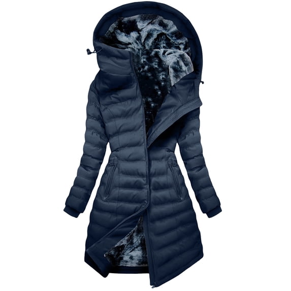 qucoqpe Winter Coats for Women Long Fleece Lined Puffer Down Jackets Warm Thicken Hooded Parkas with Zip Pockets