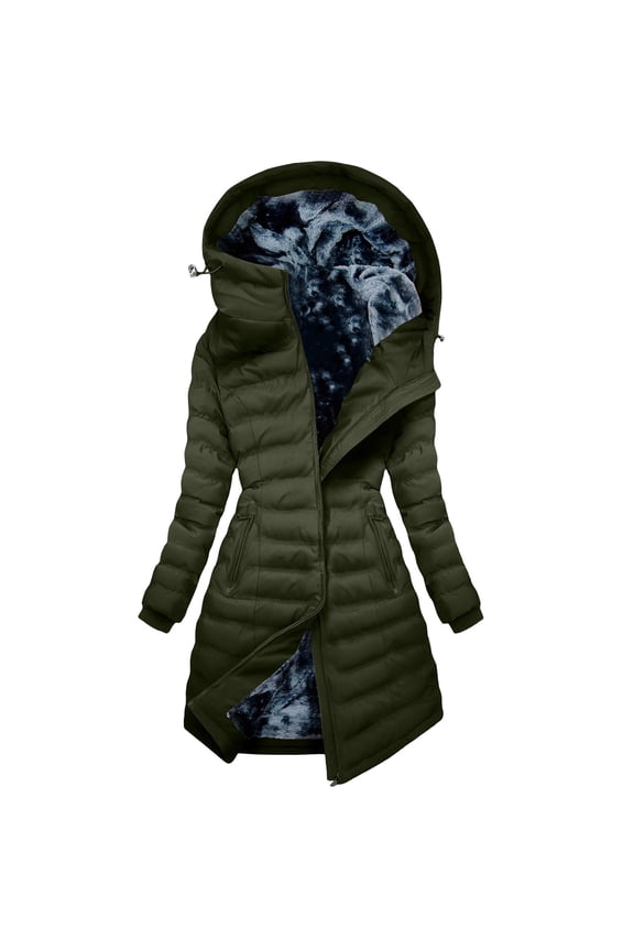 Winter Coats for Women Long Fleece Lined Puffer Down Jackets Warm Thicken Hooded Parkas with Zip Pockets