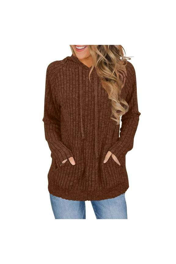 Women Casual Sanded Thermal Hoodie Cozy Long Sleeve Fleece Hooded Sweatshirts with Drawstring and Pocket Fall Winter Soft Sweaters Top
