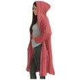 thumbnail image 1 of qucoqpe Women Hooded Open Front Cardigan Cable Knit Sweaters Solid Color Chunky Long Sweater Coats on Clearance, 1 of 4