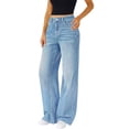 thumbnail image 1 of qucoqpe Women Jeans Vintage High Waisted Wide Leg Denim Pants Stretchy Casual Baggy Trousers, 1 of 5