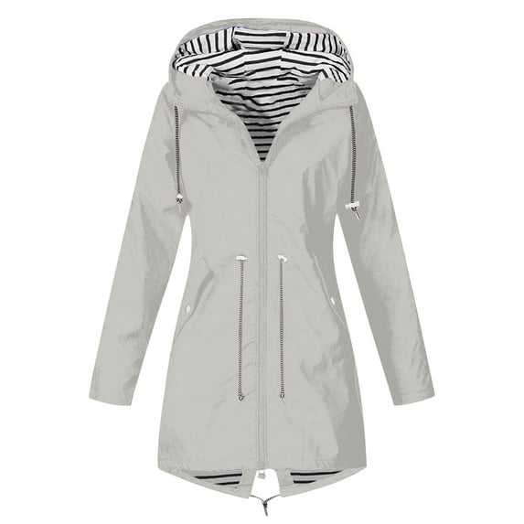 qucoqpe Women Light Rain Jacket Waterproof Active Outdoor Trench Raincoat with Hood Lightweight Plus Size for Girls