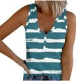thumbnail image 1 of qucoqpe Women Summer Tank Tops Fashion Casual Loose Stripes Printed V Neck Sleeveless Button Lightweight Knitted Pullover Tops, 1 of 5