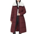 thumbnail image 1 of qucoqpe Women's 2025 Fall Winter Fashion Causal Zip Up Outerwears Long Down Jackets Furry Lapel Neck Puffer Long Sleeve Coats with Belt, 1 of 5