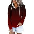 thumbnail image 1 of qucoqpe Women's 2025 Fall Winter Fashion Grandient Button Up Drawstring Sweatshirts with Kangaroo Pockets Long Sleeve Hooded Pullover Tops, 1 of 5