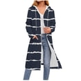 thumbnail image 1 of qucoqpe Women's 2025 Fall Winter Fashion Striped Printed Long Sleeve Hooded Long Sweatshirts Full Zippered Drawstring Outwear Coats with Pockets, 1 of 5