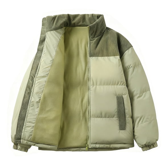 qucoqpe Women's 2025 Fashion Zip Up Padded Puffer Long Sleeve Quilted Parkas Coats Colorblock Patchwork Fleece Lined Causal Down Jacket with Pockets