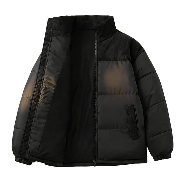 qucoqpe Women's 2025 Fashion Zip Up Padded Puffer Long Sleeve Quilted Parkas Coats Colorblock Patchwork Fleece Lined Causal Down Jacket with Pockets