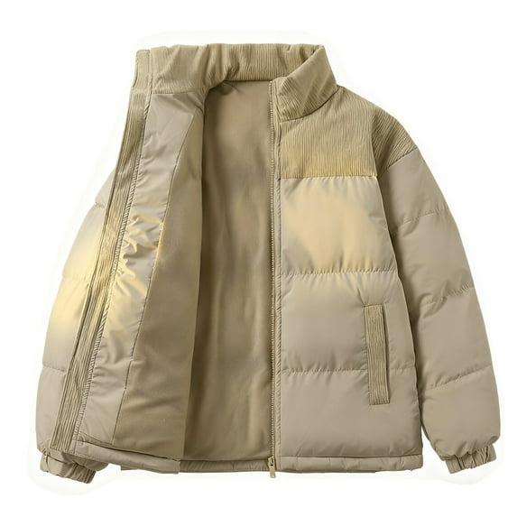 qucoqpe Women's 2025 Fashion Zip Up Padded Puffer Long Sleeve Quilted Parkas Coats Colorblock Patchwork Fleece Lined Causal Down Jacket with Pockets