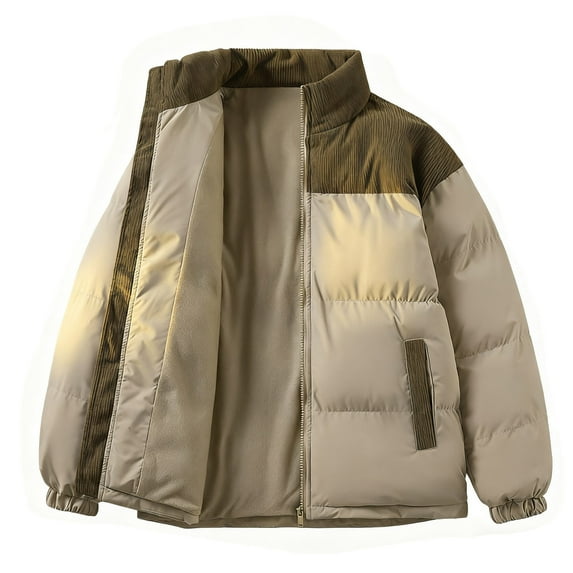 qucoqpe Women's 2025 Fashion Zip Up Padded Puffer Long Sleeve Quilted Parkas Coats Colorblock Patchwork Fleece Lined Causal Down Jacket with Pockets