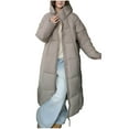 thumbnail image 1 of qucoqpe Women's 2025 Winter Fashion Warm Solid Full Zip Up Hooded Parkas Long Sleeve Quilted Causal Long Down Coats with Pockets, 1 of 5