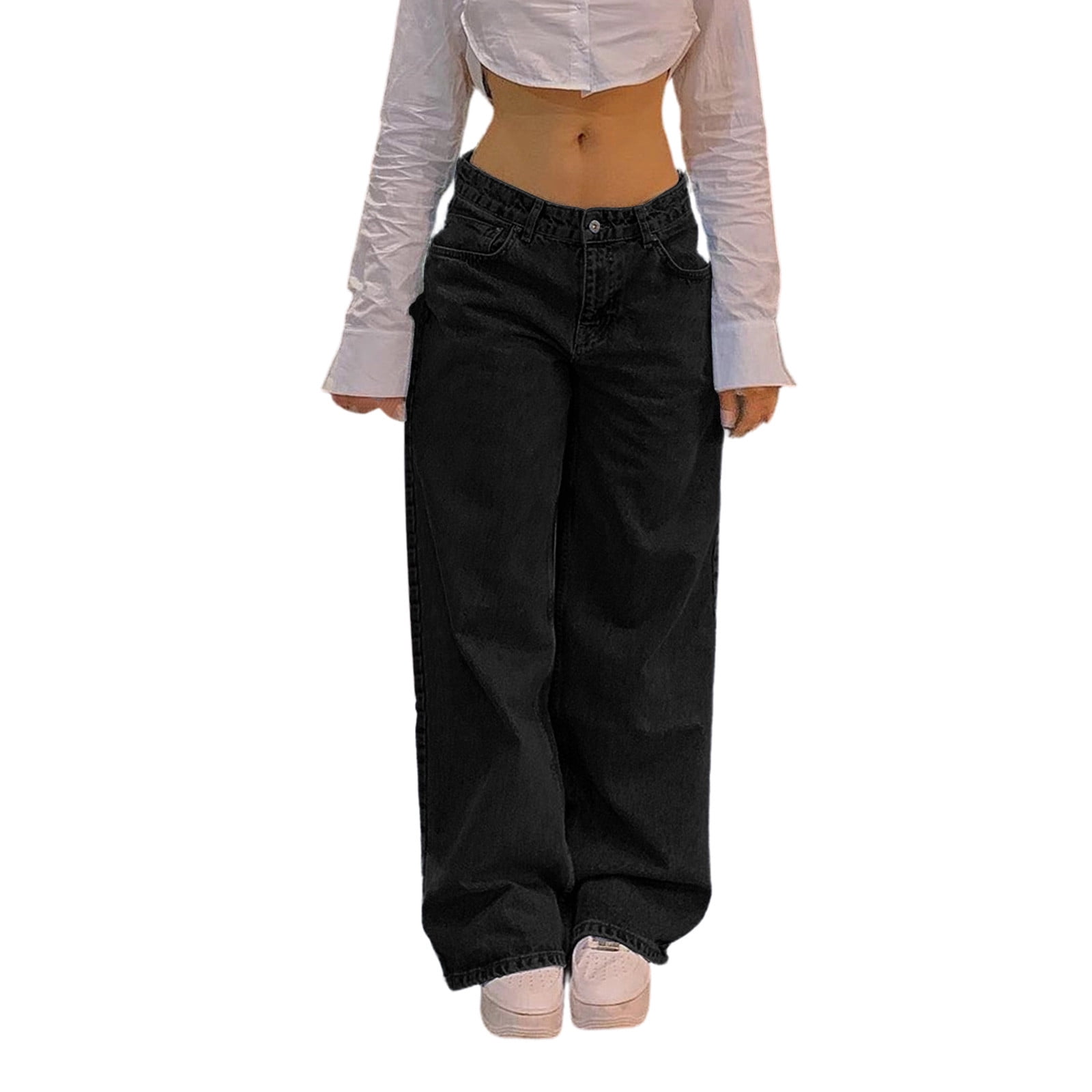 qucoqpe Women's Baggy Jeans Vintage Straight Wide Leg Denim Pants