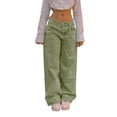 thumbnail image 1 of qucoqpe Women's Baggy Jeans Vintage Straight Wide Leg Denim Pants Streetwear Style Loose Fit Jeans with Pockets Green 2XL, 1 of 7