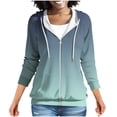 thumbnail image 1 of qucoqpe Women's Basic Zip-Up Hoodie Fall Fashion Gradient Print Raglan Sleeve Hooded Sweatshirt Casual Long Sleeve Jacket with Pockets, 1 of 6