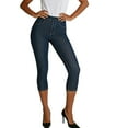 thumbnail image 1 of qucoqpe Women's Capri Jeans Classic Stretch Pull On Denim Capri Leggings with Pockets, 1 of 10