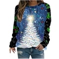 thumbnail image 1 of qucoqpe Women's Casual Christmas Tree Print Crew Neck Warm Fleece Christmas Sweatshirt Loose Soft Warm Fleece Long Sleeve Pullover Tops Christmas Gifts for Women, 1 of 4