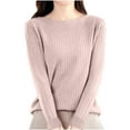 thumbnail image 1 of qucoqpe Women's Casual Knit Sweater Long Sleeve Loose Fit Pullover Top Stretchy Comfortable Everyday Base Blouse, 1 of 4