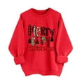 thumbnail image 1 of qucoqpe Women's Christmas Merry Christmas Printed Sweatshirts Fashion Causal Crewneck Tops Red Series Long Sleeve Oversized Pullovers for 2025 Fall Winter, 1 of 5