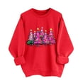 thumbnail image 1 of qucoqpe Women's Christmas Tree Printed Sweatshirts Fashion Casual Crewneck Tops Red Series Long Sleeve Oversized Pullovers for 2026 Fall Winter, 1 of 5