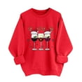 thumbnail image 1 of qucoqpe Women's Christmas Wine Glasses Printed Sweatshirts Fashion Casual Crewneck Tops Red Series Long Sleeve Oversized Pullovers for 2026 Fall Winter, 1 of 5