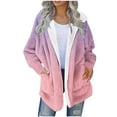 thumbnail image 1 of qucoqpe Women's Classic Gradient Fleece Jacket Full Zip Thermal Plushy Long Sleeve Fuzzy Coats for Winter Fall, 1 of 6