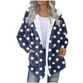 thumbnail image 1 of qucoqpe Women's Polka Dots Fleece Jacket Thermal Plushy Long Sleeve Fuzzy Coats for Winter Fall, 1 of 6