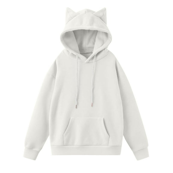 qucoqpe Women's Classic Solid Pullover Hoodie Lightweight Soft Fleece Oversized Sweatshirt with Adjustable Drawstring Cozy Casual Long Sleeve Top
