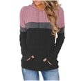 thumbnail image 1 of qucoqpe Women's Color-Block Hooded Sweatshirt Trendy Drop-Shoulder Pullover Top Loose Casual Brushed Fleece Long Sleeve Pocket Hoodies, 1 of 6