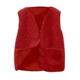 thumbnail image 1 of qucoqpe Women's Cropped Fuzzy Fleece Vest Coat Fall Winter Button Down Sleeveless Warm Plush Jackets with Pockets for Women, 1 of 5