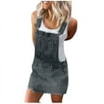 thumbnail image 1 of qucoqpe Women's Cute A Line Kaftan Denim Jeans Jumper Pinafore Bib Overall Mini Dress Skirt, 1 of 5