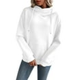 thumbnail image 1 of qucoqpe Women's Drawstring Hoodie with Front Pocket Casual Solid Color Pullover Sweatshirt Cozy Long Sleeve Casual Streetwear Top White S, 1 of 5