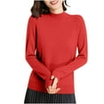 thumbnail image 1 of qucoqpe Women's Fall Knitted Sweaters Winter Basic Solid Base Layer Sweater Trendy Long Sleeve Crewneck Womens Knitted Pullover Tops, 1 of 5
