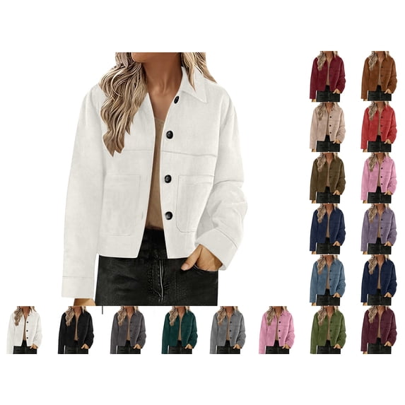 qucoqpe Women's Faux Suede Cropped Jackets Lightweight Fall Fashion Lapel Casual Coats Winter Clothing for Women