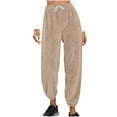thumbnail image 1 of qucoqpe Women's Fuzzy Plush Pajama Pants Warm Fleece Drawstring Elastic Waist Wide Leg Teddy Pjs Bottoms Cuffed Lounge Pants, 1 of 6